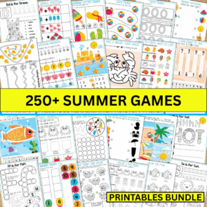 250+ Summer Games Printable Bundle for Kids – Coloring, Tracing, Activities & More
